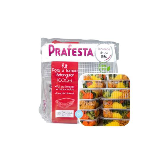Imagem de 24 Marmita De Plástico 1000ml Freezer Microondas Não Deforma