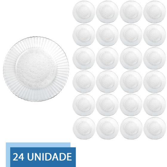 Imagem de 24 Pratos Redondo Fundo 22cm Primavera Refeição Transparente