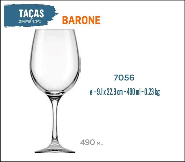 Imagem de 24 Taças Barone 490Ml - Vinho Tinto Rosé Branco Água