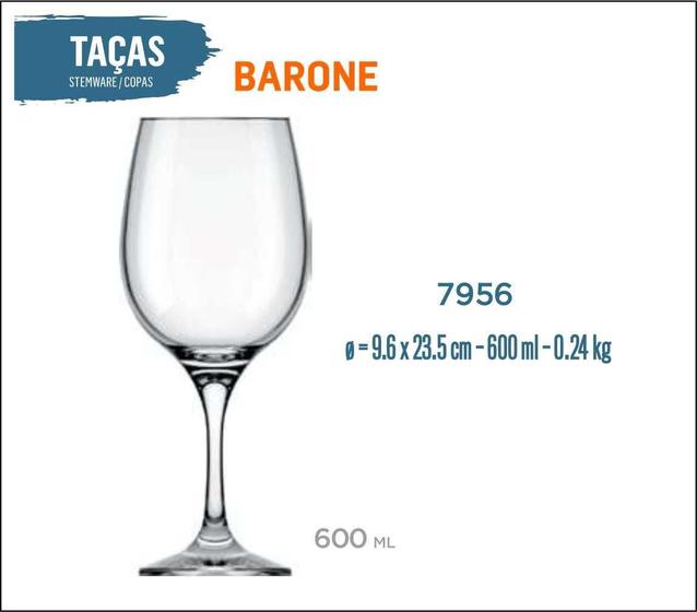 Imagem de 24 Taças Barone 600Ml - Vinho Tinto Rosé Branco Água