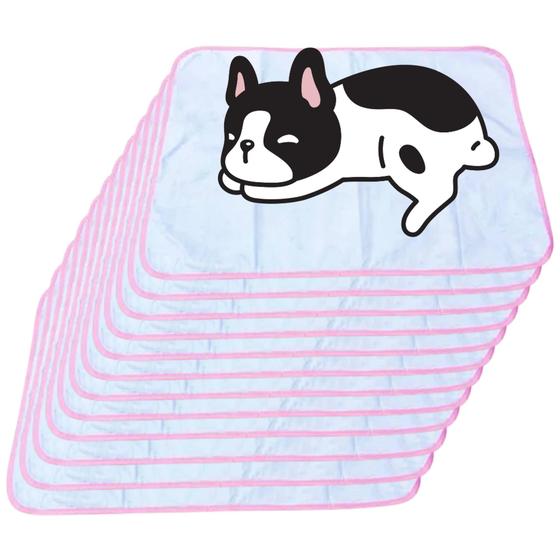 Imagem de 24 Tapetinhos Macios para Dormir Pet Antipulgas 200 Lavagens 70x50 Branco com Borda Rosa Quality