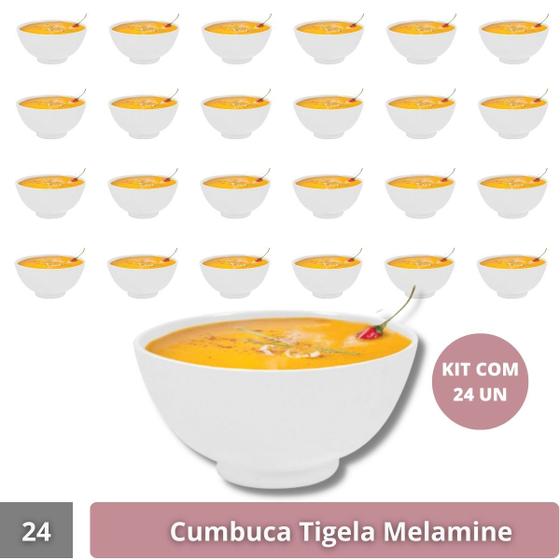 Imagem de 24 Tigelas Cumbuca Resistente 400ml Melamine Caldo Sopa Açaí