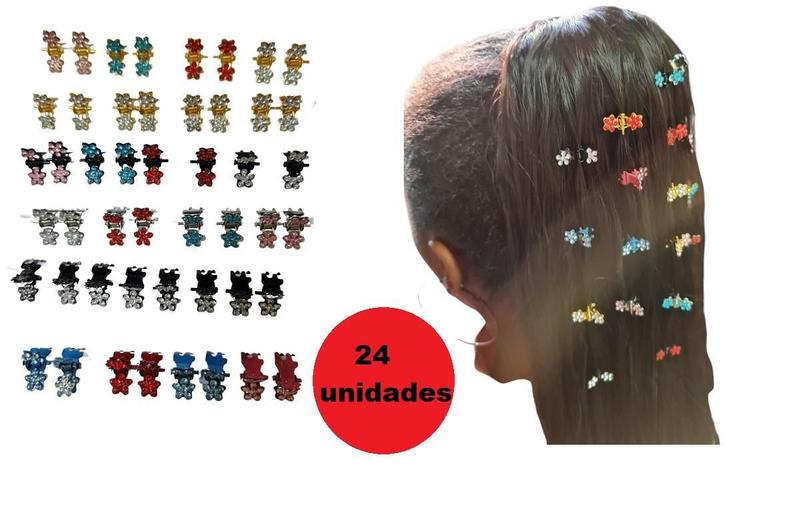 Imagem de 24 Unidades Mini Piranha De Metal Pequeno Strass Sortido