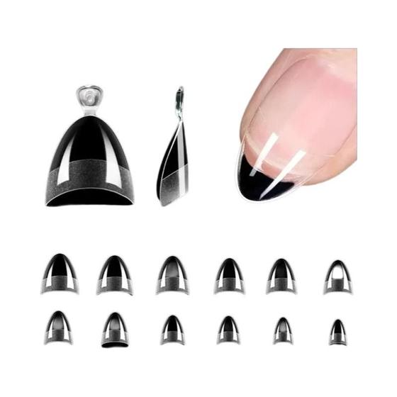 Imagem de 240 Pontas de Unhas Curtas Amendoadas - Cobertura Completa, Gel Macio Fosco Transparente