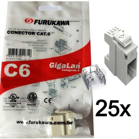 25 Conector Keystone Cat6 Fêmea Furukawa Gigalan Rj45 Tomada Menor preço em 25 Conector Keystone Cat6 Fêmea Furukawa Gigalan Rj45 Tomada