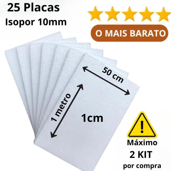 Imagem de 25  Placas de Isopor 10mm 100cm x 50cm x 1cm Forro COMPRAR 2 KIT POR VEZ