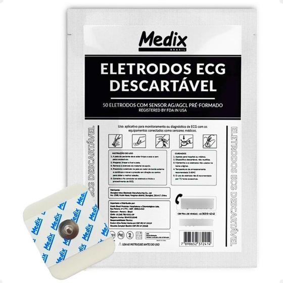 Imagem de 250 Eletrodos Para Ecg Adulto Monitoração Cardíaca Medix