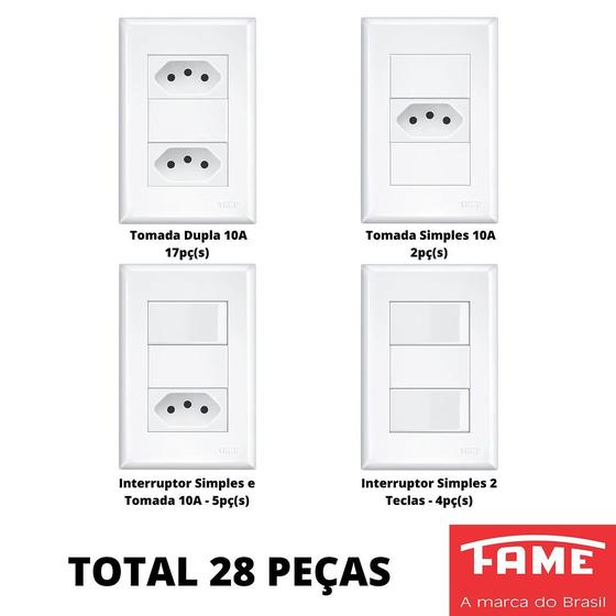 Imagem de 28un Tomada Interruptor Com Placa 4x2 Evidence FAME