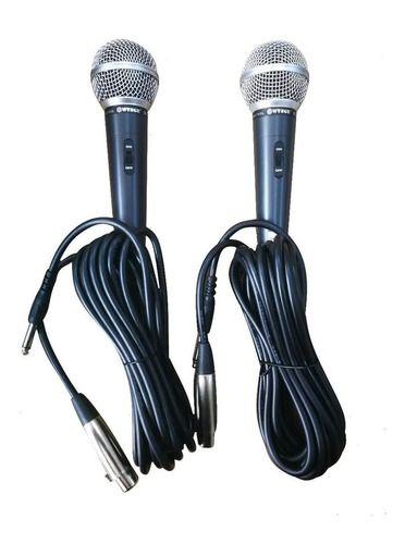 Imagem de 2pç Microfone Com Fio Dinâmico Profissional Metal Cabo 5mts