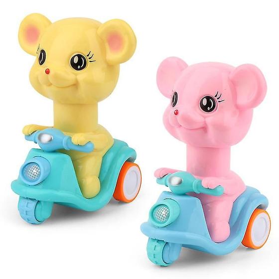 Imagem de 2pcs deslizante imprensa brinquedo desenhos animados puxar para trás brinquedos bonito animal fo