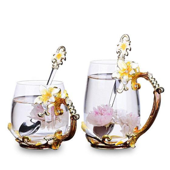 Imagem de 2pcs Palácio Clássico Esculpindo Diamante Clássico Esmalte Cor De Chá Xícara de Chá Flor Teacup Business Affairs Gift Round Eco Friendlyeco-friendly (Amarelo)