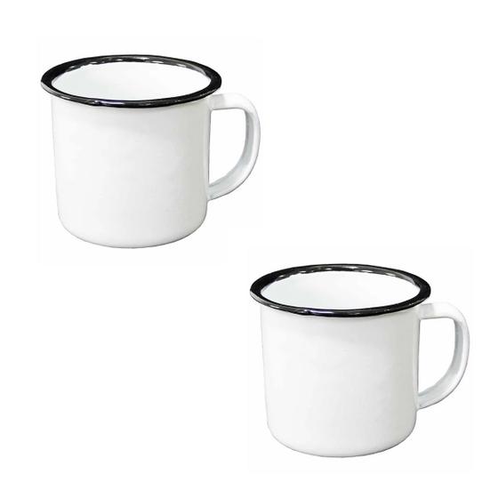 Imagem de 2un caneca esmaltada roça branca rústico 300ml