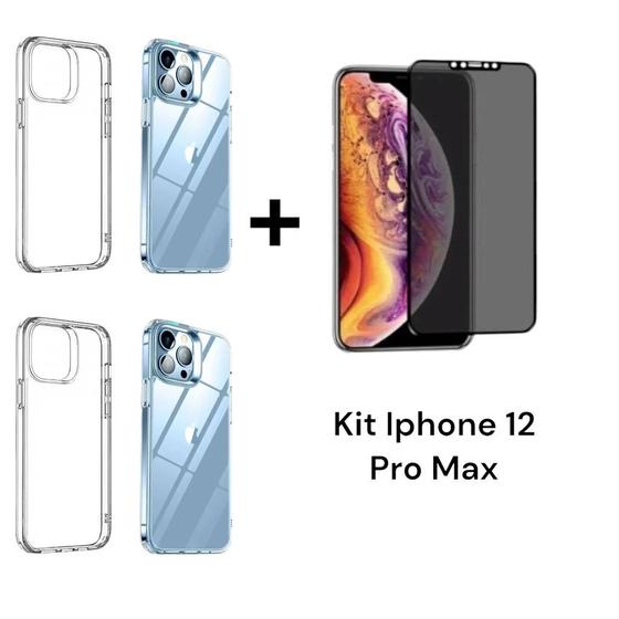 Imagem de 2UN Capa Anti Impacto Transparente Para Iphone 12 PRO MAX + 1UN Película Anti Espião 9D Fosca Privacidade