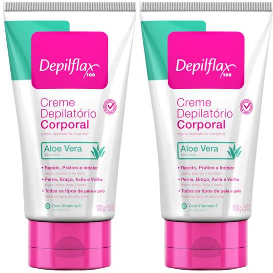 Imagem de 2UN Creme Depilatorio Corporal 100G Com  Aloe Vera Depilflax