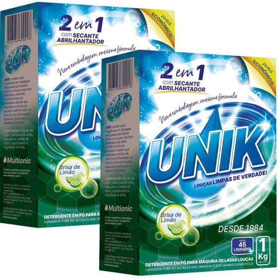 Imagem de 2un Detergente Para Máquina De Lavar Louça Em Pó Unik 1kg Cx