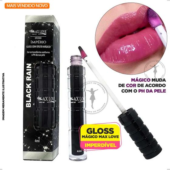 Imagem de 2un Gloss Efeito Mágico Black Rain Max Love 5ml MUDA COR PH