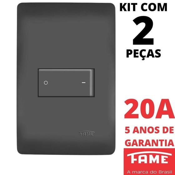 Imagem de 2un Interruptor Bipolar Simples 20A Com Placa Habitat Black FAME