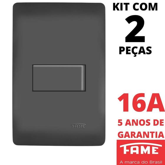 Imagem de 2un Interruptor Simples 10A Com Placa Habitat Black FAME