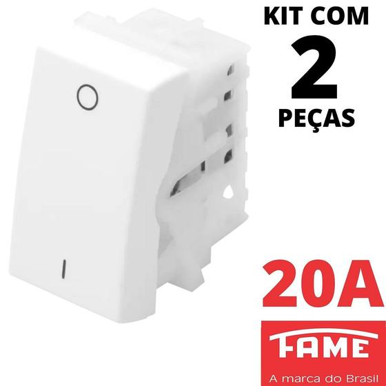 Imagem de 2un Módulo Interruptor Bipolar Simples 20A Modulare Evidence Blanc Mais FAME