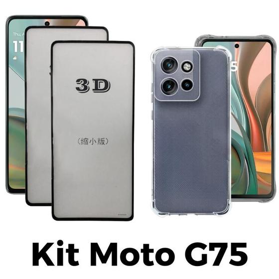 Imagem de 2UN Película 3D De Vidro Temperado + Capinha Anti Impactos Para Motorola Moto 75 5G