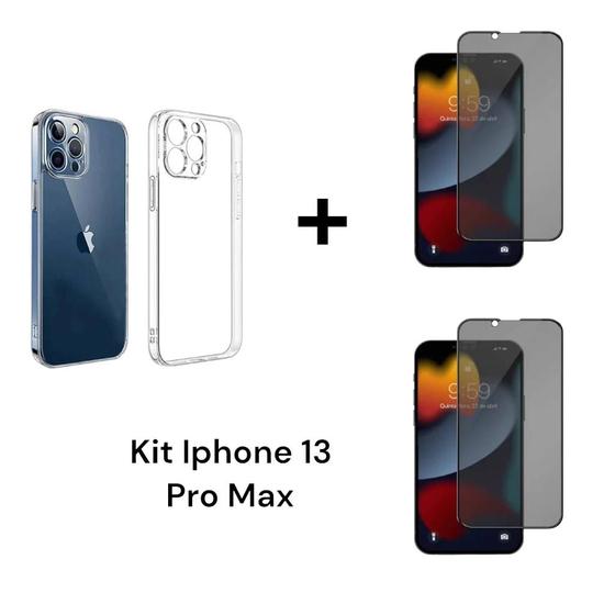 Imagem de 2UN Películas 3D De Vidro Privacidade + 1UN Capinha Transparente Anti Impacto para Iphone 13 PRO MAX