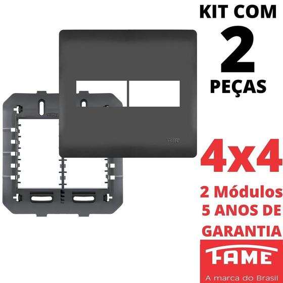Imagem de 2un Placa 4X4 02 Módulos Com Suporte Habitat Black FAME
