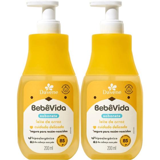 Imagem de 2UN Sabonete Liquido Bebe Vida Leite de Arroz 200ml Davene