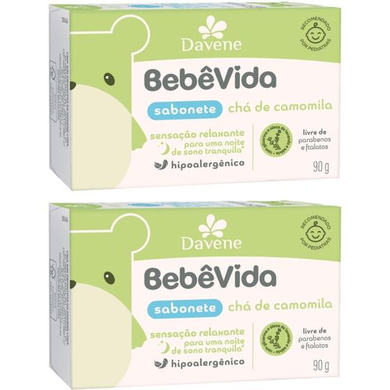 Imagem de 2UN Sabonete Vegetal Bebe Vida Cha de Camomila 90g Davene