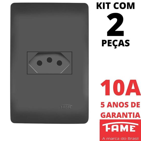 Imagem de 2un Tomada Padrão 2P+T 10A Com Placa Habitat Black FAME