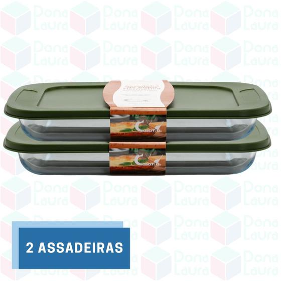 Imagem de 2uni Lasanheira Pequena Airfryer 1,6L Retangular c/ Tampa Sortida