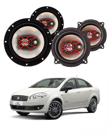 Imagem de 2x Alto Falantes 6" Polegadas + 2x 5" Polegadas 100W RMS Triaxial B3x60x/B3x50x Fiat Linea 2009/2016