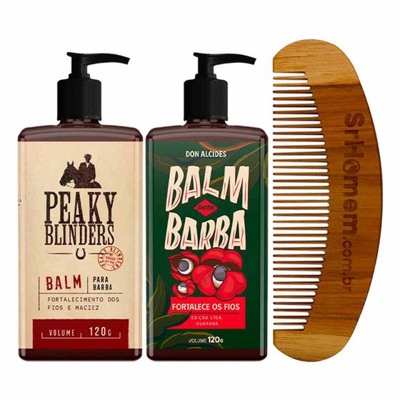 Imagem de 2x Balm Barba Peaky Blinders Guaraná Pente Curvo Don Alcides