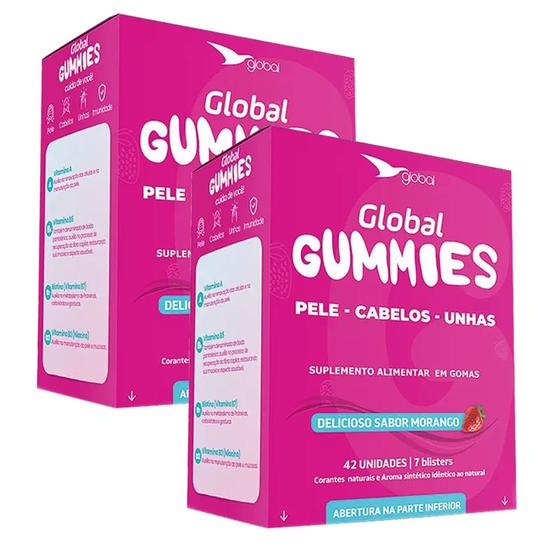 Imagem de 2x Blister Gummies Cabelos, Pele E Unhas- Global- 42 Gomas