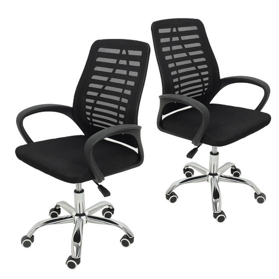 Imagem de 2X Cadeira de Escritório Mesh Ergonômica Bestchair Home Office Preta