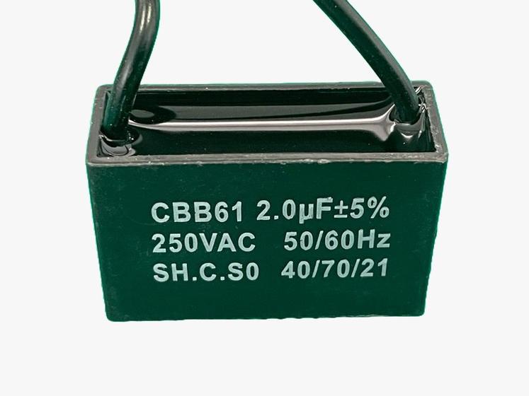 Imagem de 2x Capacitor Partida 2uf/250v Fio 37x14x24mm Cbb61