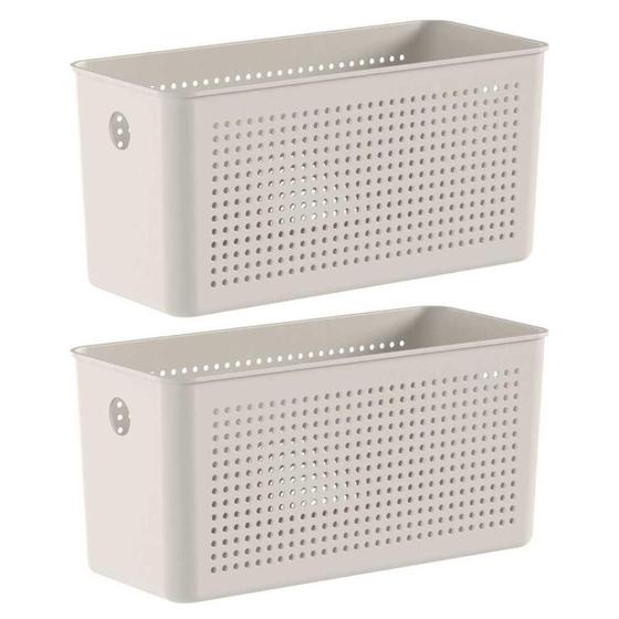 Imagem de 2X Cesto 4,2L Organizador Ou Flow Bege 12Cm X 13Cm X 27Cm