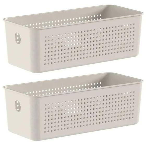 Imagem de 2X Cesto Caixa 3L Organizador Ou Flow Bege 9Cm X 12Cm X 27Cm