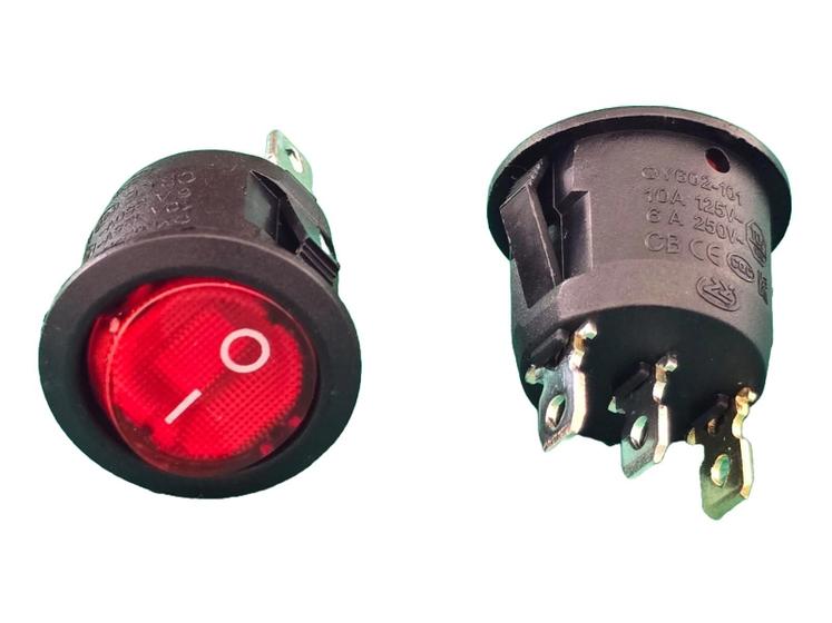 Imagem de 2x Chave Gangorra Kcd1-106 Vermelho C/Neon 3t 6/10amp