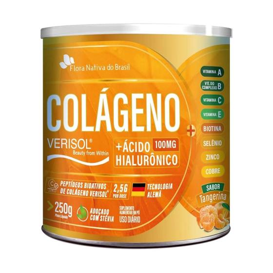 Imagem de 2x Colageno Hidrolisado Verisol Frutas Tangerina 250g Flora nativa do brasil