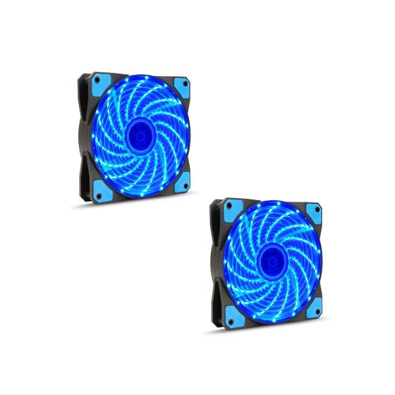 Imagem de 2x Cooler Fan Led 120mm Master Azul 12 X 12 Cm 12v Molex