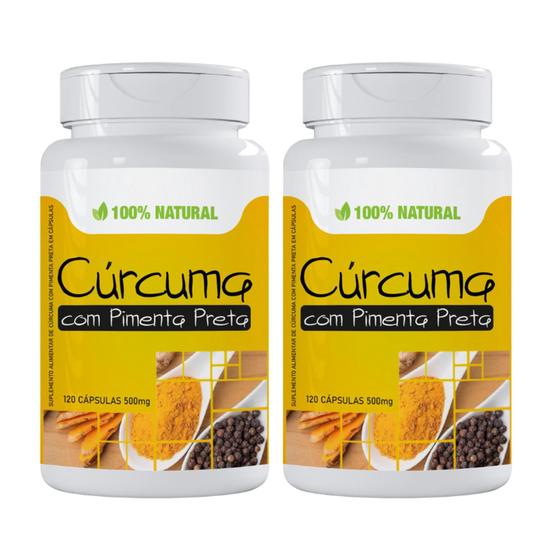 Imagem de 2x  Curcuma  com  Pimenta  Preta 500mg 240cps Original