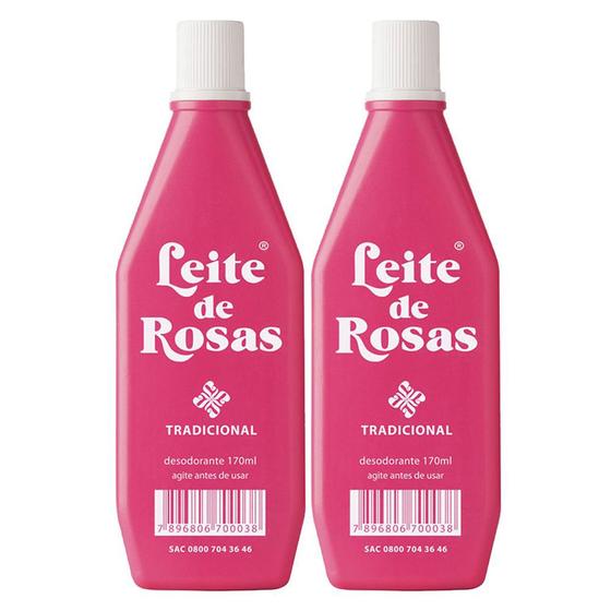 Imagem de 2x Desodorante Leite de rosas tradicional remove excesso de oleosidade ação duradoura 170ml