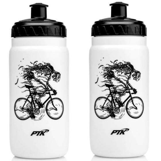 Imagem de 2x Garrafas Caramanhola Ciclismo Bike PTK Squeeze Branca