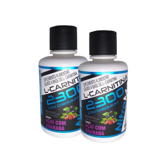 Imagem de 2x l-carnitina 2300 com chromium 480ml  açai com guarana