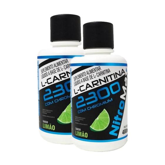 Imagem de 2x l-carnitina 2300 com chromium 480ml sabor limão