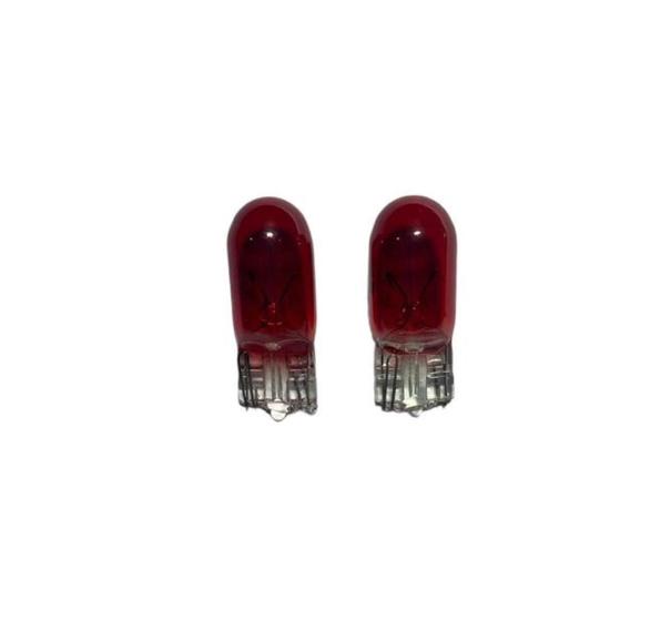 Imagem de 2X Lampada Filamento Vidro T10 12V W5W W2.1X9.5D Vermelho