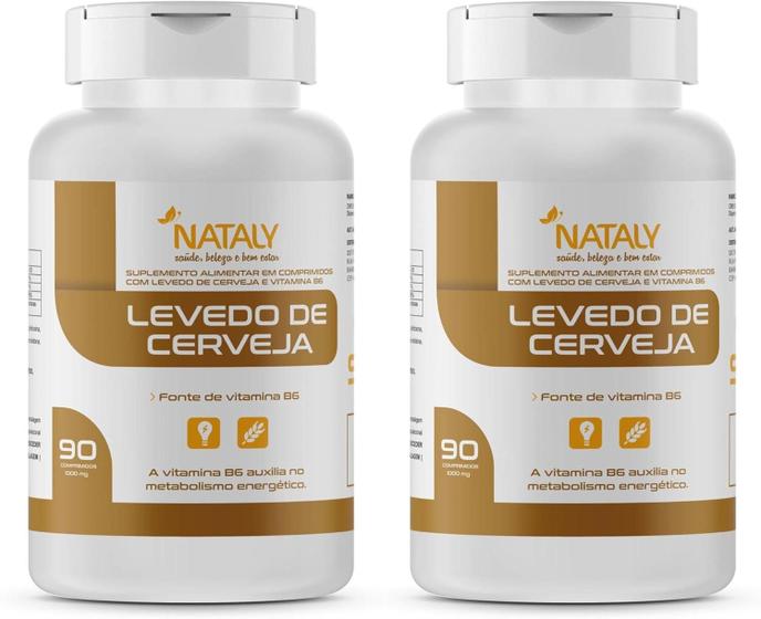 Imagem de 2x Levedo de Cerveja Rico em Vitamina B6 90 Comprimidos de 1000mg Nataly