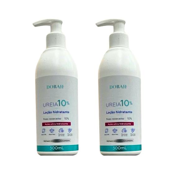 Imagem de 2x Loção de Uréia 10% (com Aloe Vera, Manteiga de Cacau e Karitê) - 300ml - Dorah Beauty & Wellness