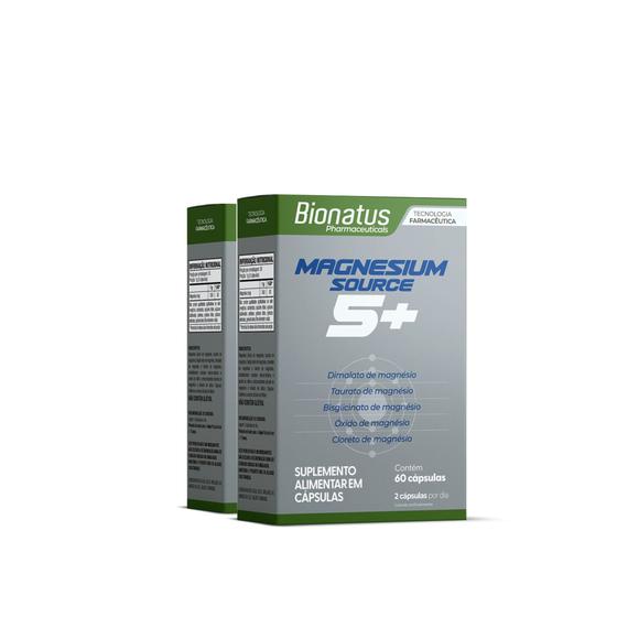 Imagem de 2x magnesium source magnesio puro 900mg 60caps bionatus