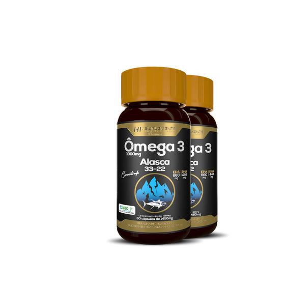 Imagem de 2x omega 3 oleo de peixe concentrado sem sabor 1450mg 60caps